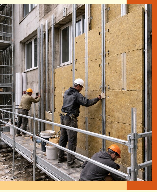 Утепление вентилируемого фасада в Тейково от 6089 руб/м2 — монтаж и утепление вентфасад | ТепломастерТкв